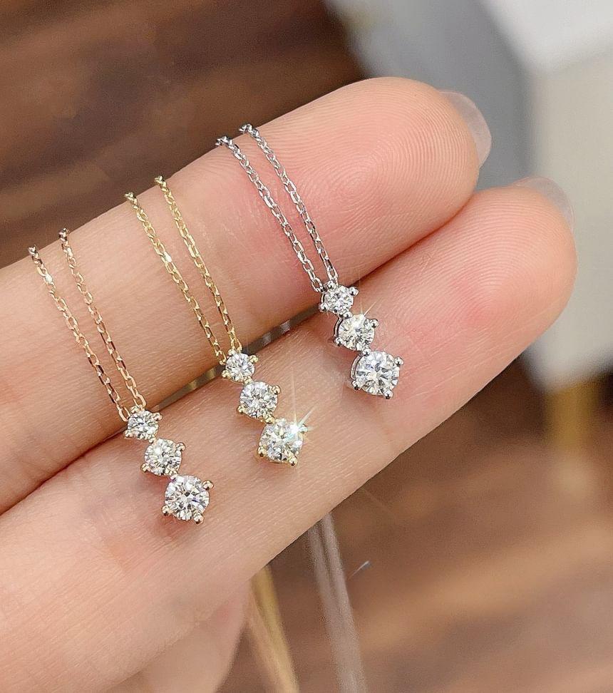 Rhinestone Pendant Sterling Silver Necklace Product Image