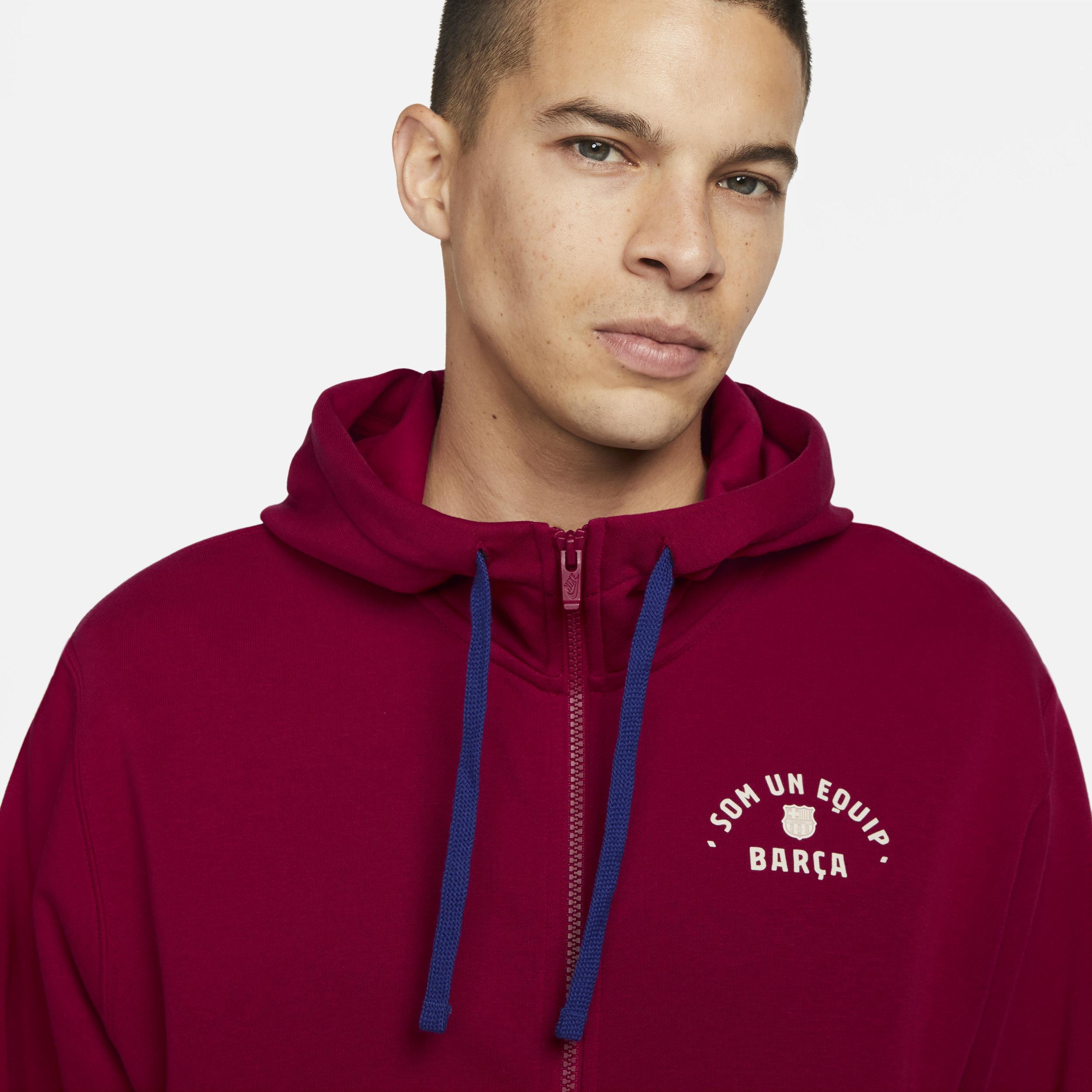 Men's Nike  Red Barcelona Club Fleece Full-Zip Hoodie, Size: 2XL, Bar Red Product Image