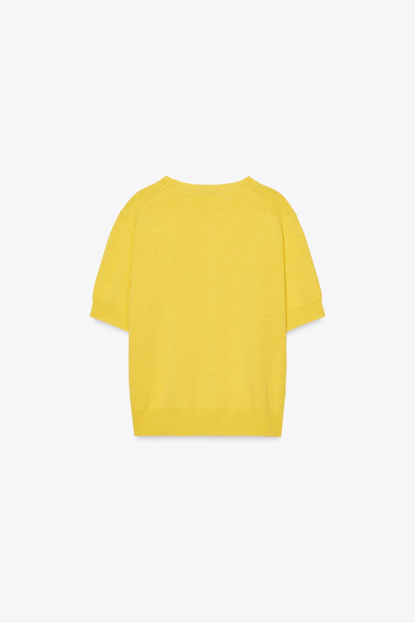 SHORT SLEEVE KNIT TOP WITH LINEN Product Image
