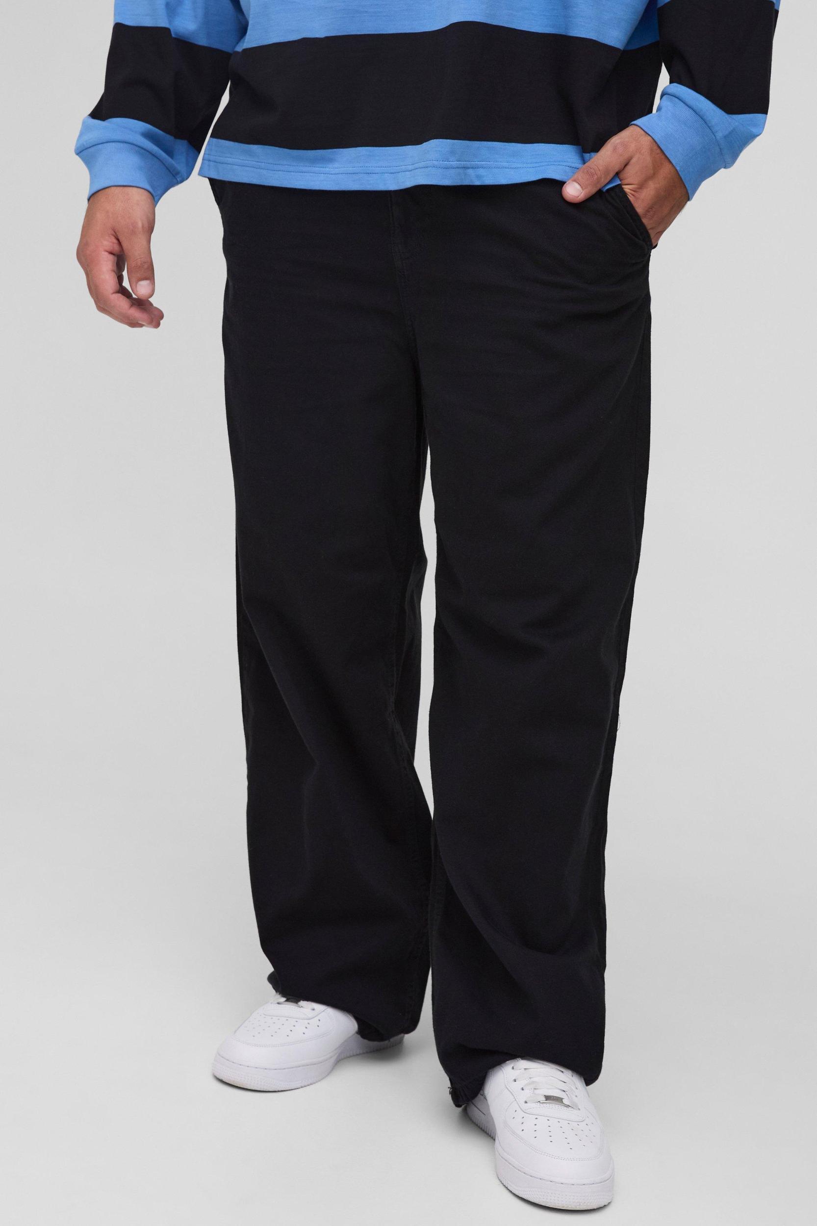 Mens Plus Drawcord Relaxed Fit Chino - Black Product Image