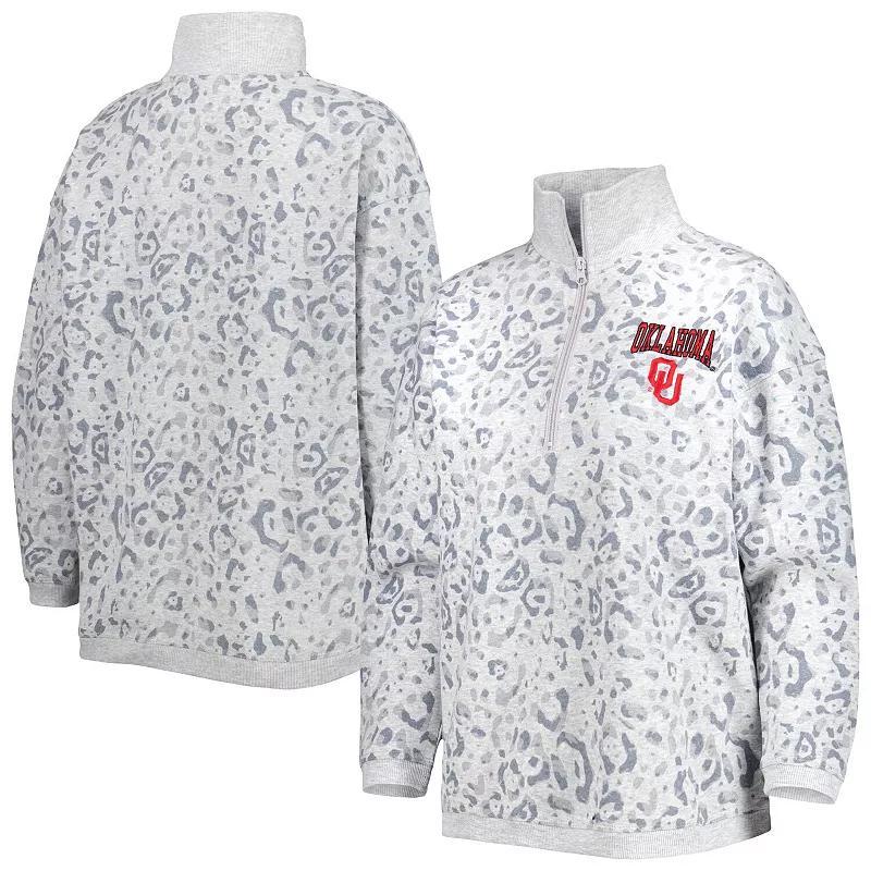 Women's Gameday Couture Heather Gray Oklahoma Sooners Leopard Quarter-Zip Sweatshirt, Size: Small, Grey Product Image