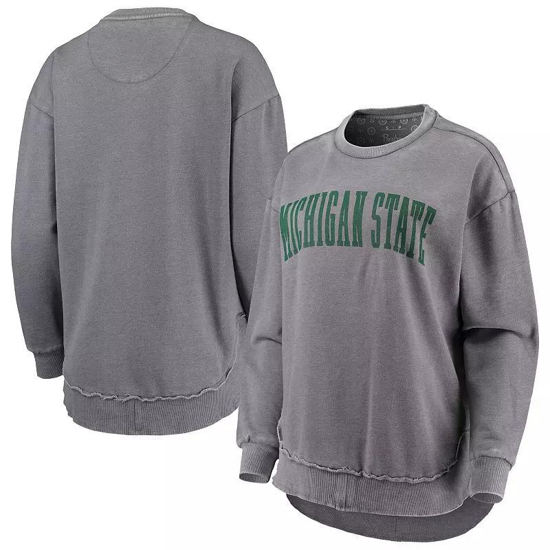 Women's Pressbox Heathered Gray Michigan State Spartans Vintage Wash Pullover Sweatshirt, Size: Large, Grey Product Image