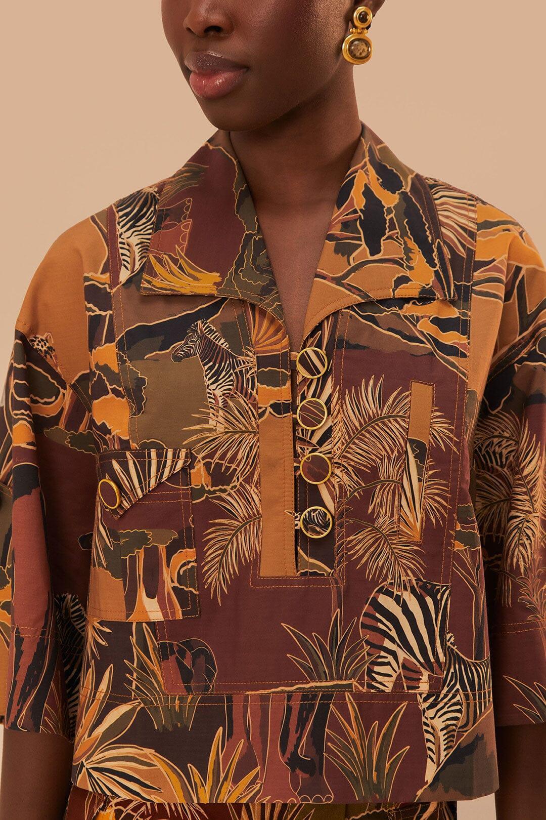 Savana Dream Caramel Utility Blouse, SAVANA DREAM CARAMEL / L Product Image
