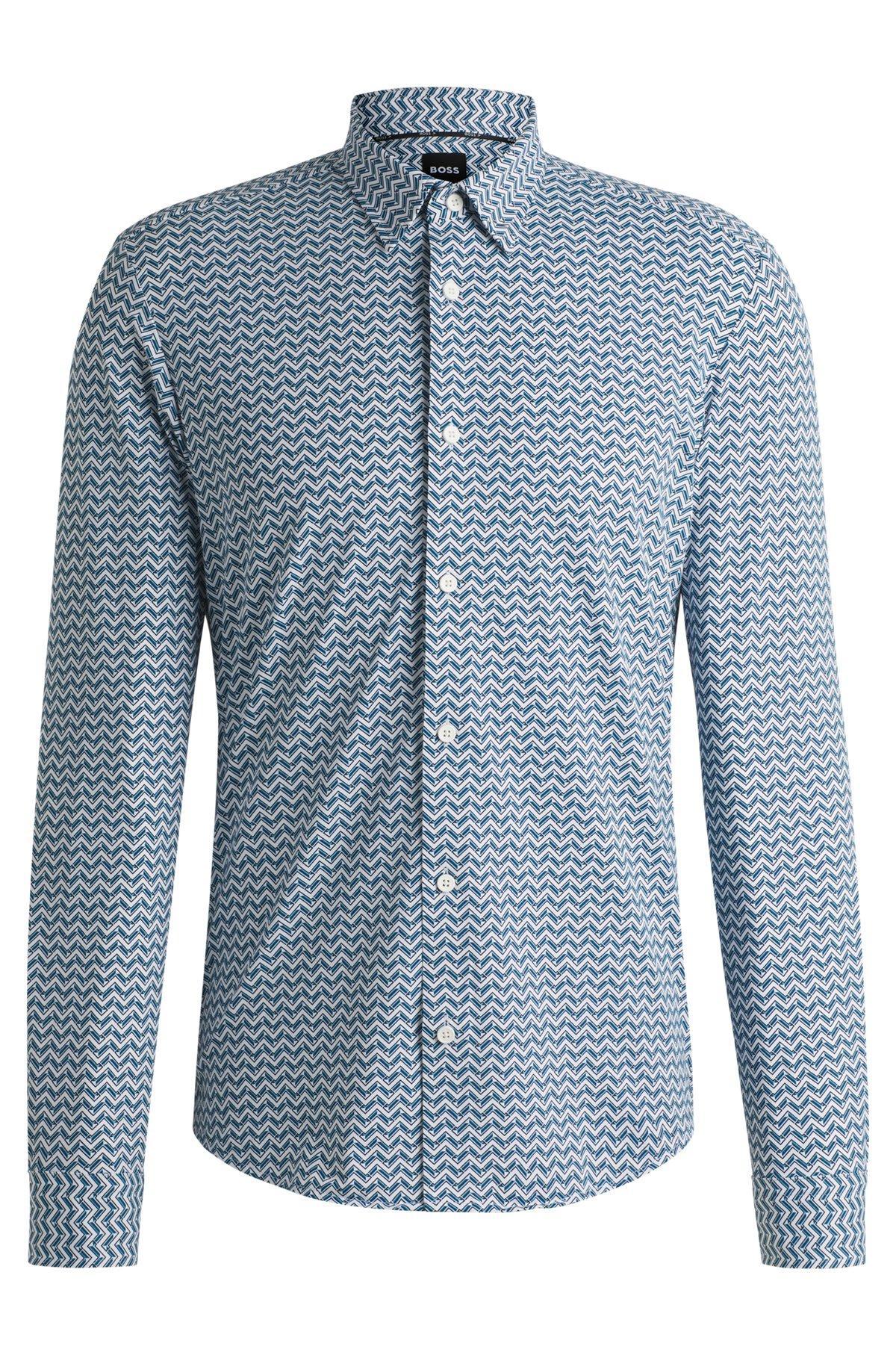 Slim-fit shirt in printed performance-stretch fabric Product Image