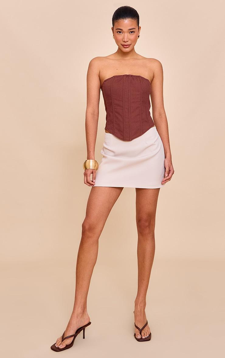 Sand Woven A Line Mini Skirt Product Image