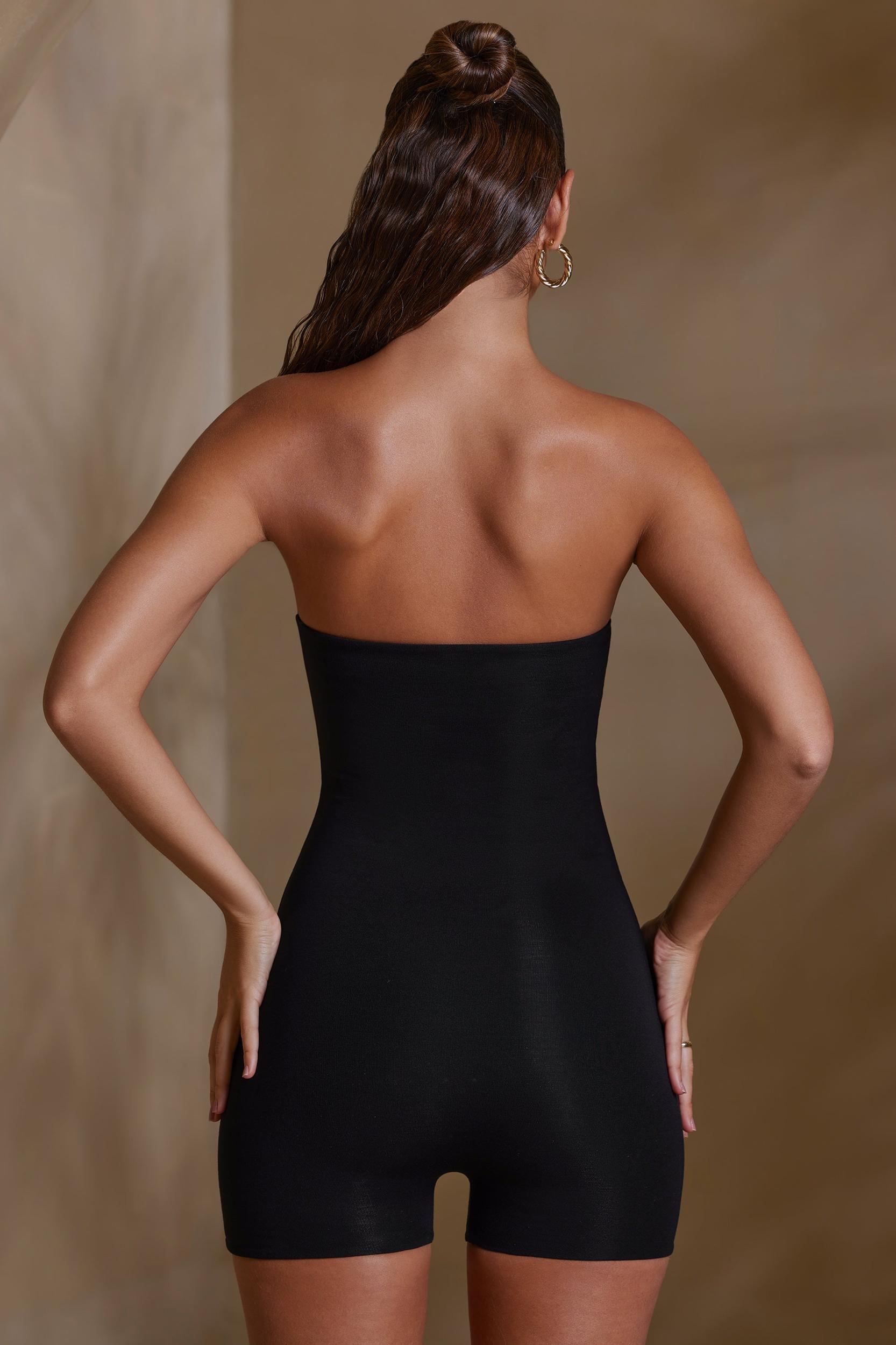 Bandeau Neckline Short Unitard in Black Product Image