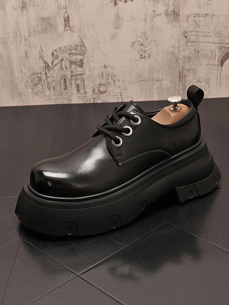 Faux Leather Platform Derby Shoes Product Image