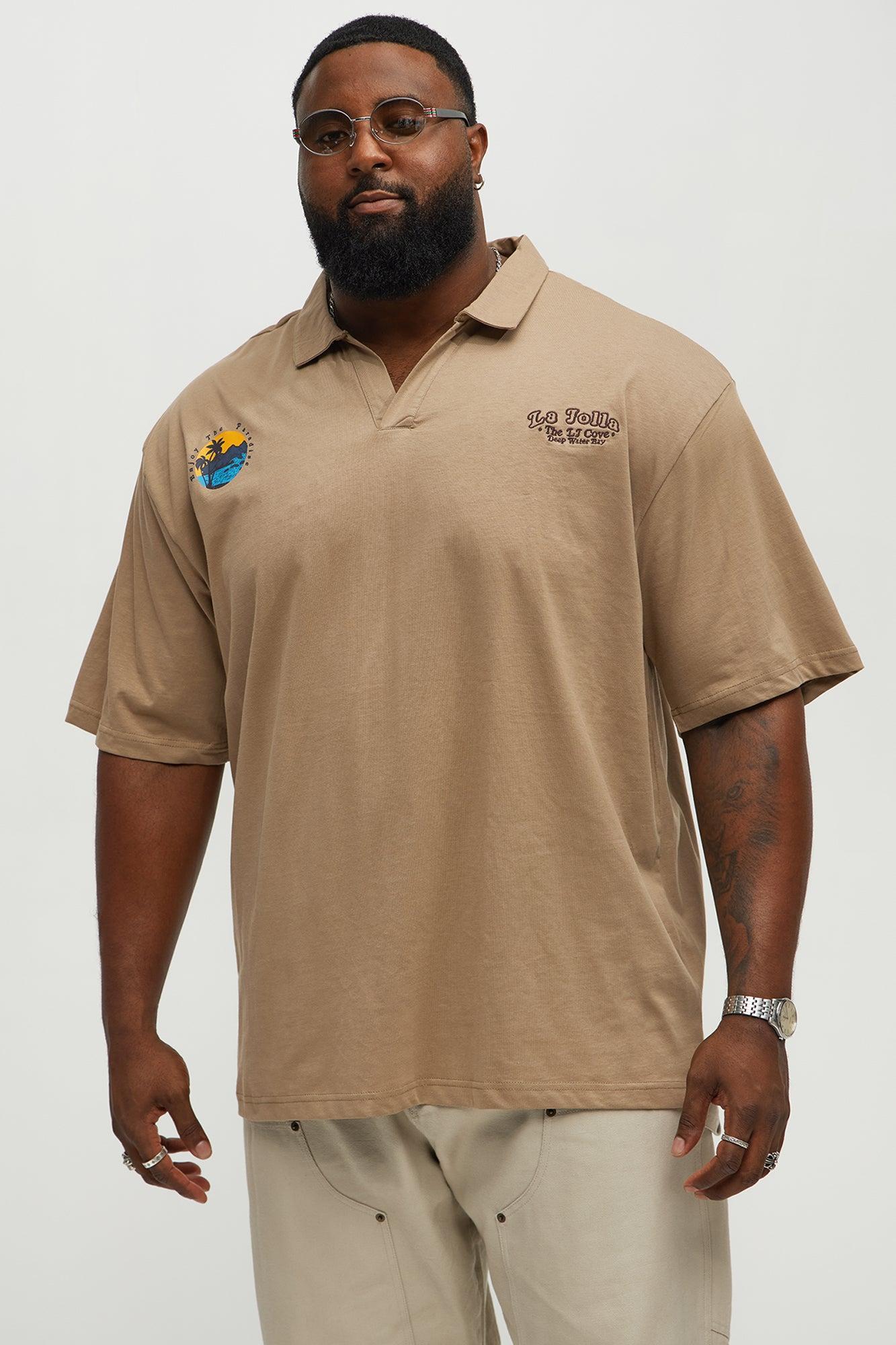 La Jolla Johnny Collar Short Sleeve Polo - Taupe Product Image