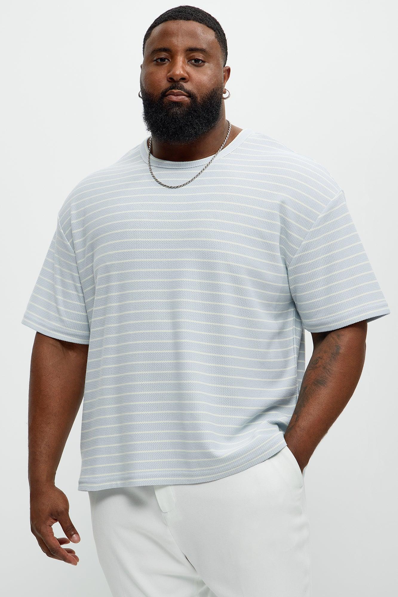 Denton Texture Striped Knit Relaxed Tee - Blue/combo Product Image