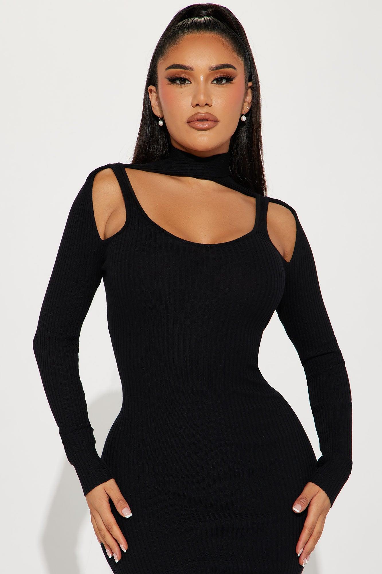 Alex Sweater Midi Dress - Black Product Image