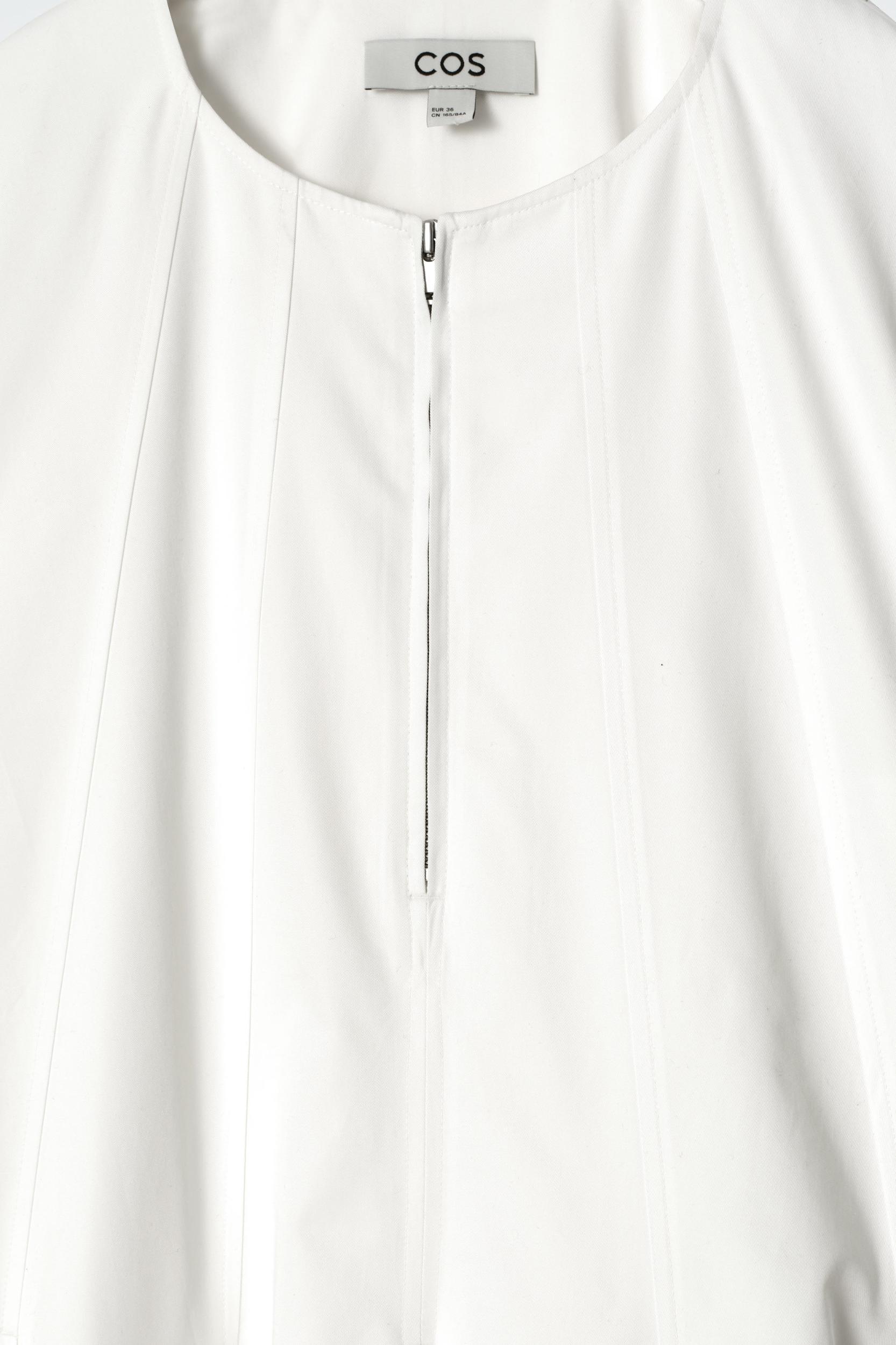 PLEATED ZIP UP COTTON MINI DRESS Product Image