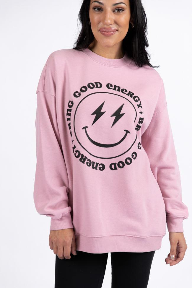 Bring Good Energy Mauve Graphic Sweatshirt Product Image