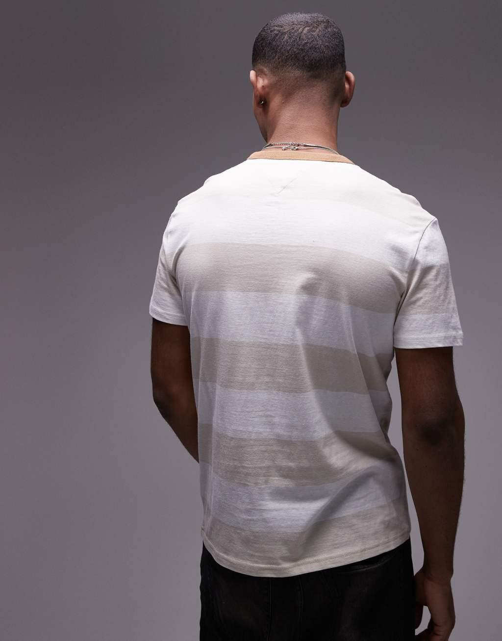 Tommy Jeans stripe t-shirt in off white Product Image