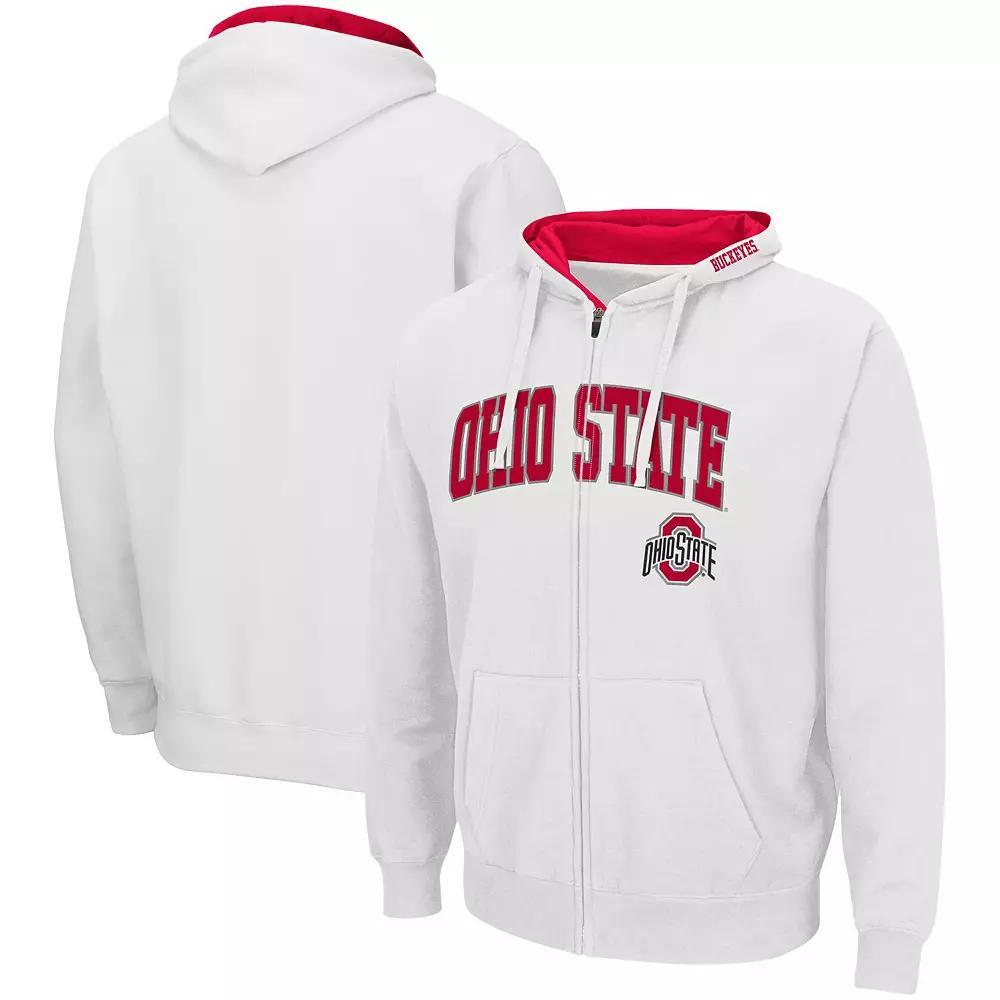 Men's Colosseum White Ohio State Buckeyes Arch & Logo 3.0 Full-Zip Hoodie, Size: XL Product Image