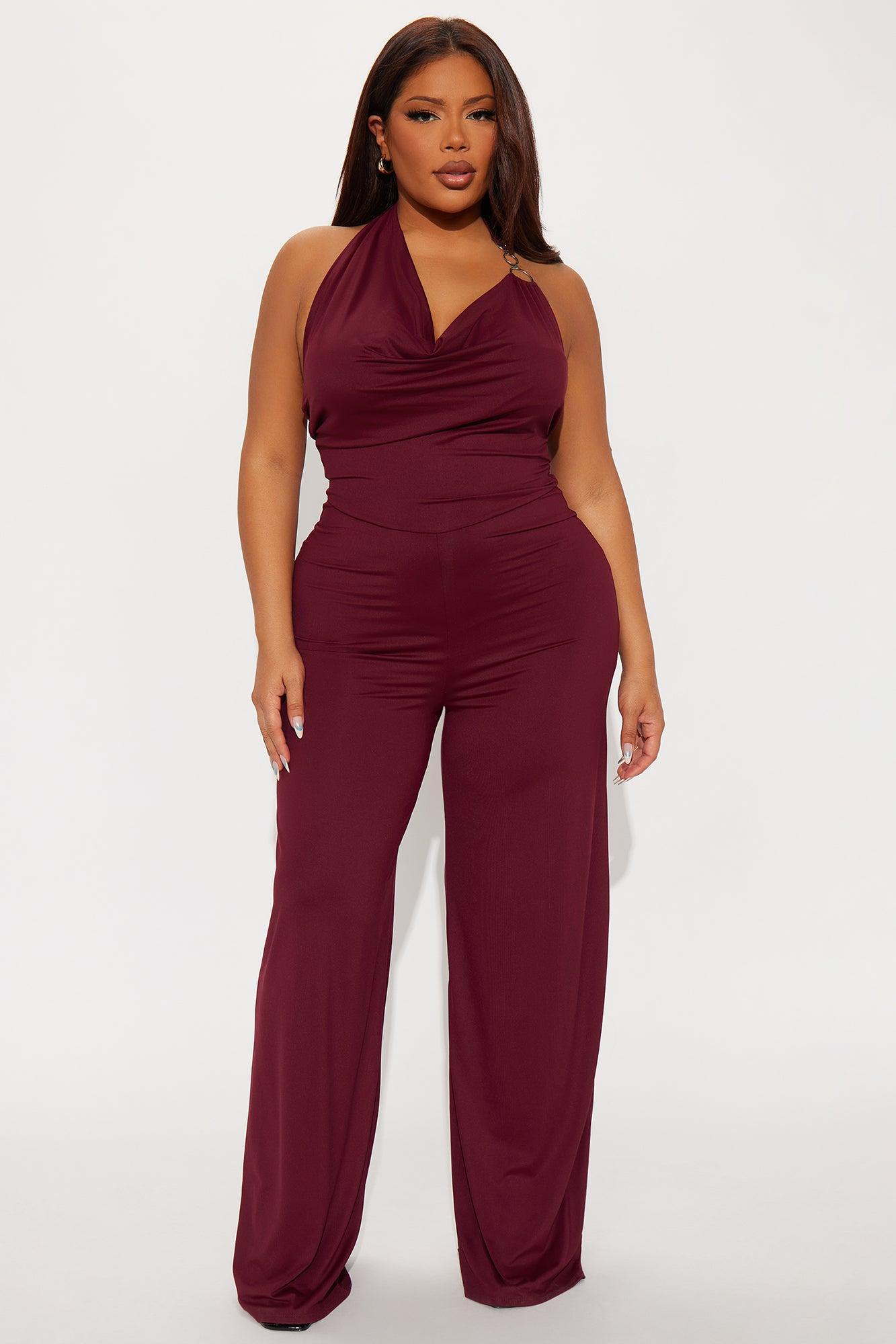 Bring It Back Jumpsuit - Burgundy Product Image