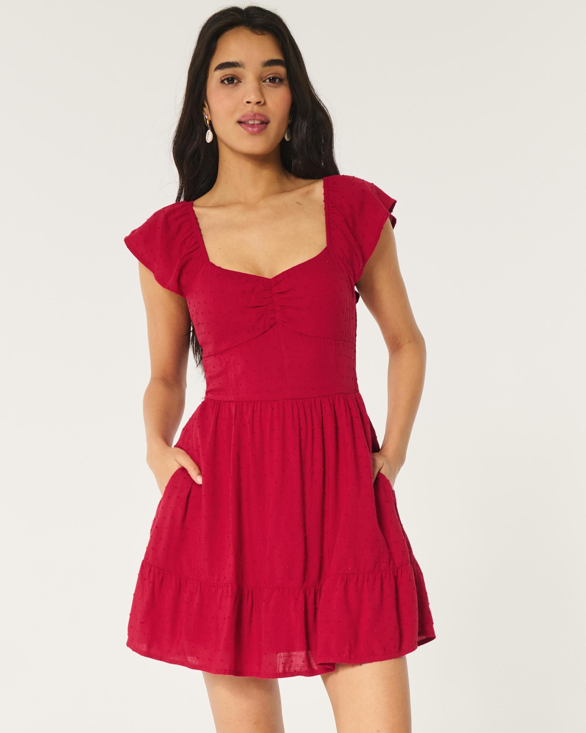 Short-Sleeve Cinch Bust Skort Dress Product Image