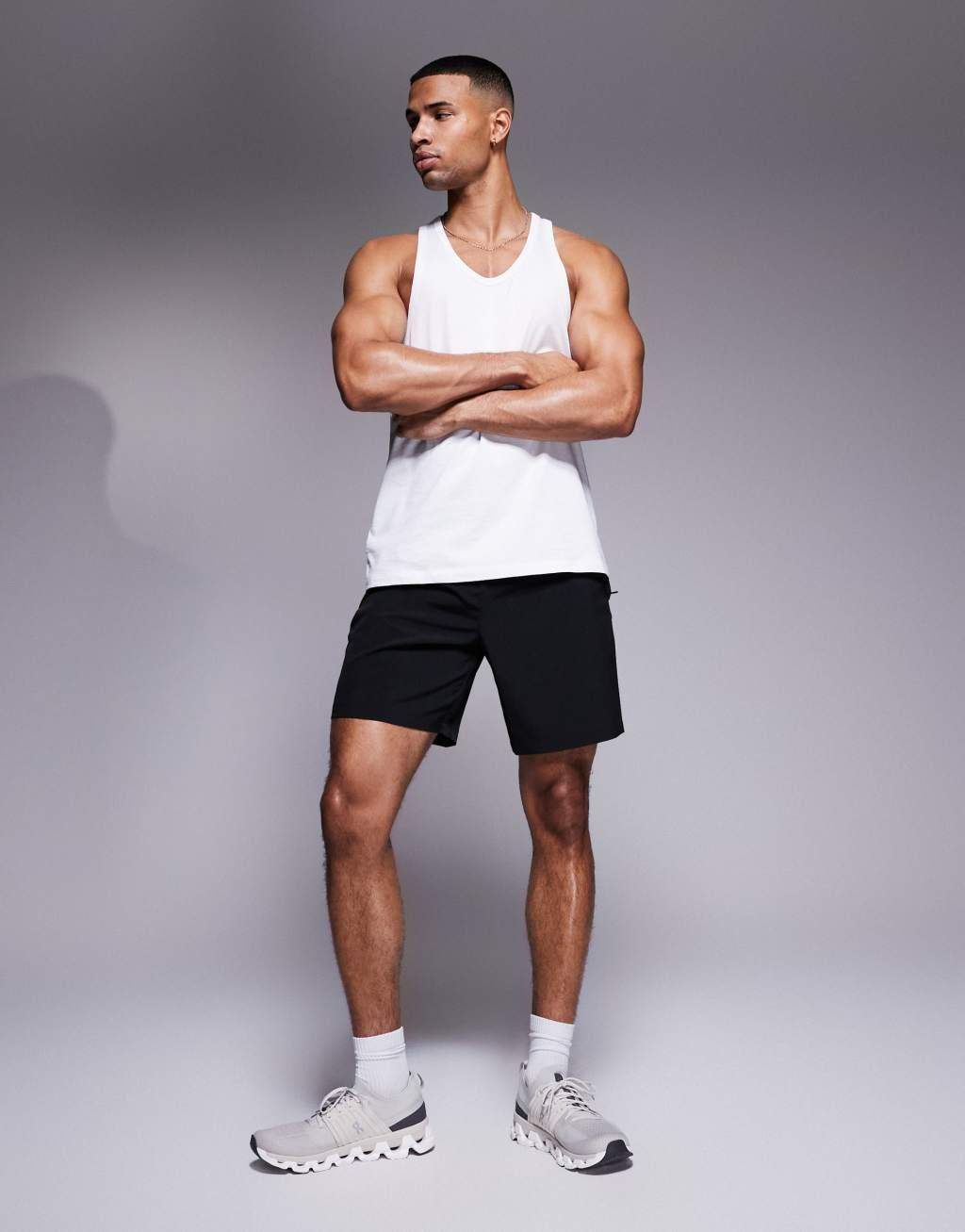 4505 Icon training cotton stringer tank top with quick dry finish in white  Product Image