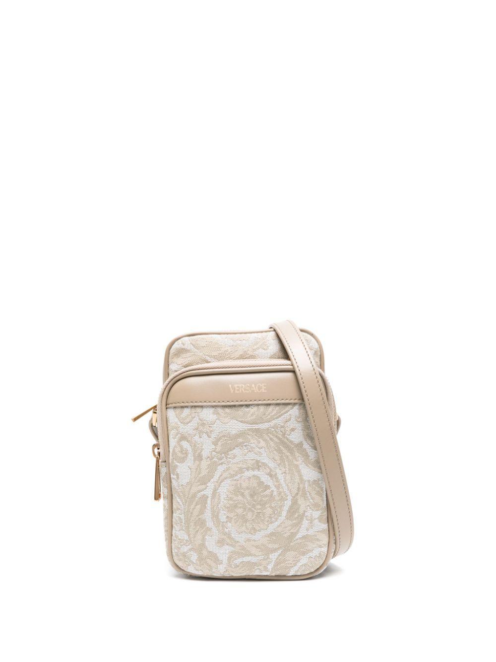 VERSACE Barocco Athena Messenger Bag In Neutrals Product Image
