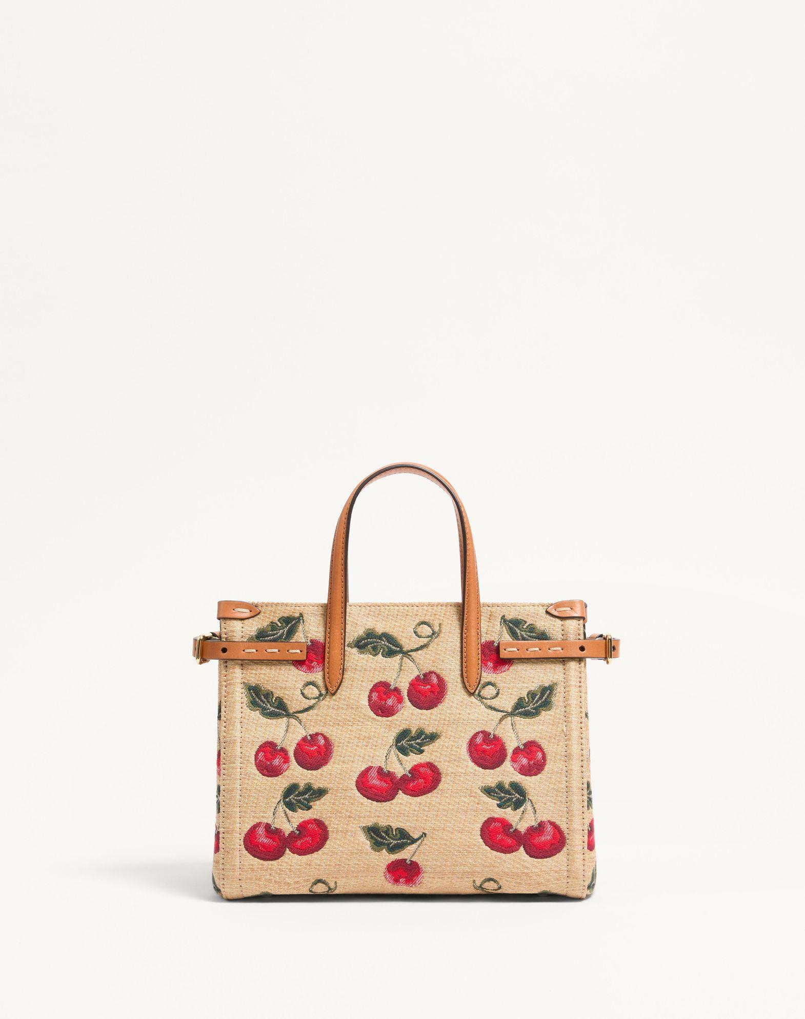 Valentino Garavani Antibes Small Shopping Bag In Jacquard Raffia With Cherryfic Pattern Product Image