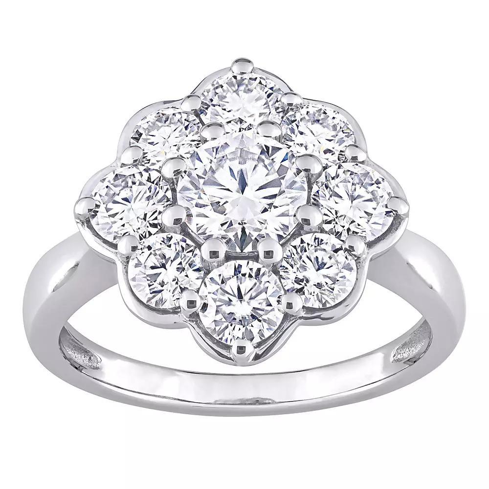 Stella Grace 10k White Gold Lab-Created Moissanite Floral Ring, Womens Product Image