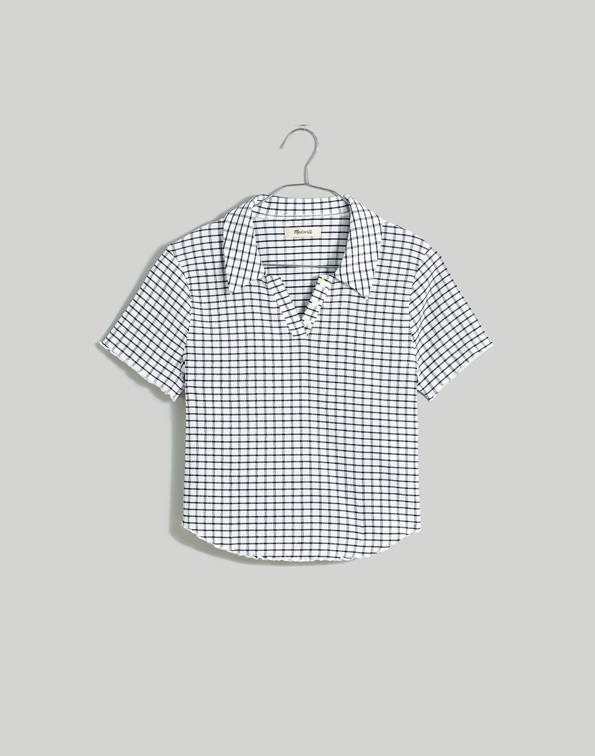 Crinkle Polo Crop Tee Product Image