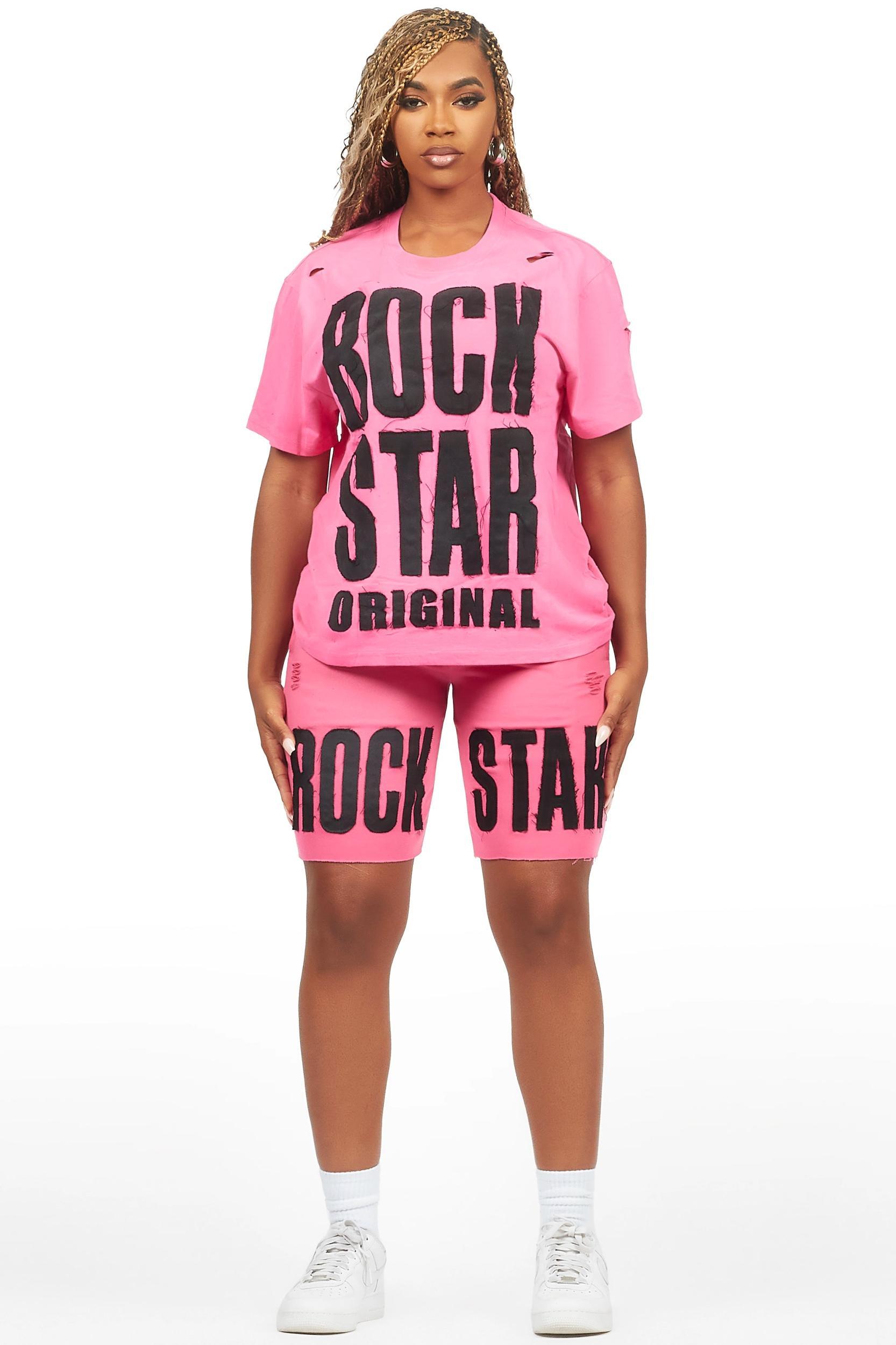 Shantrice Pink/Black T-Shirt Short Set Female Product Image
