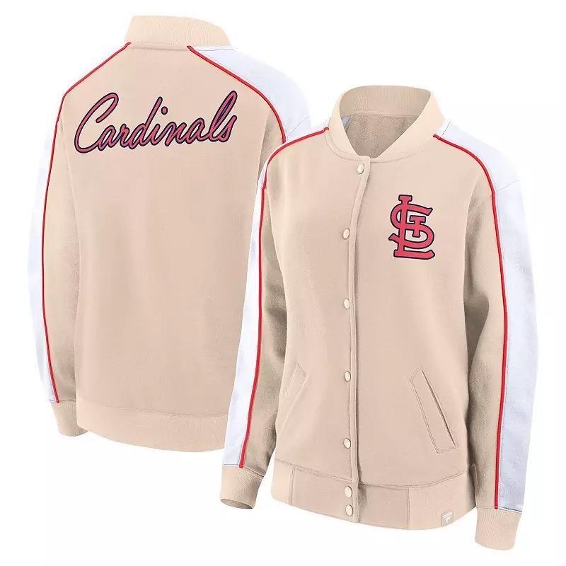 Women's Fanatics Branded Tan St. Louis Cardinals Luxe Lounge Full-Snap Jacket, Size: Small, Team Product Image