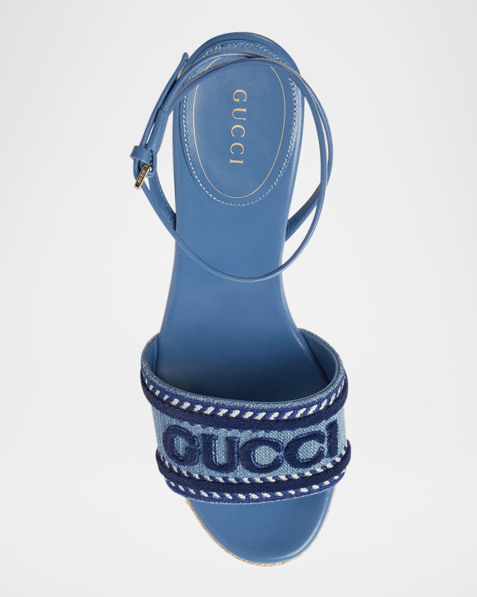 Ines Logo Denim Wedge Espadrilles Product Image