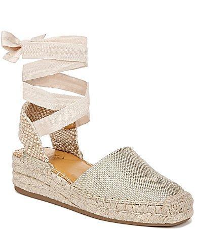 Franco Sarto Britney Ankle Strap Wedge Espadrilles Solid Fabric) Women's Sandals Product Image