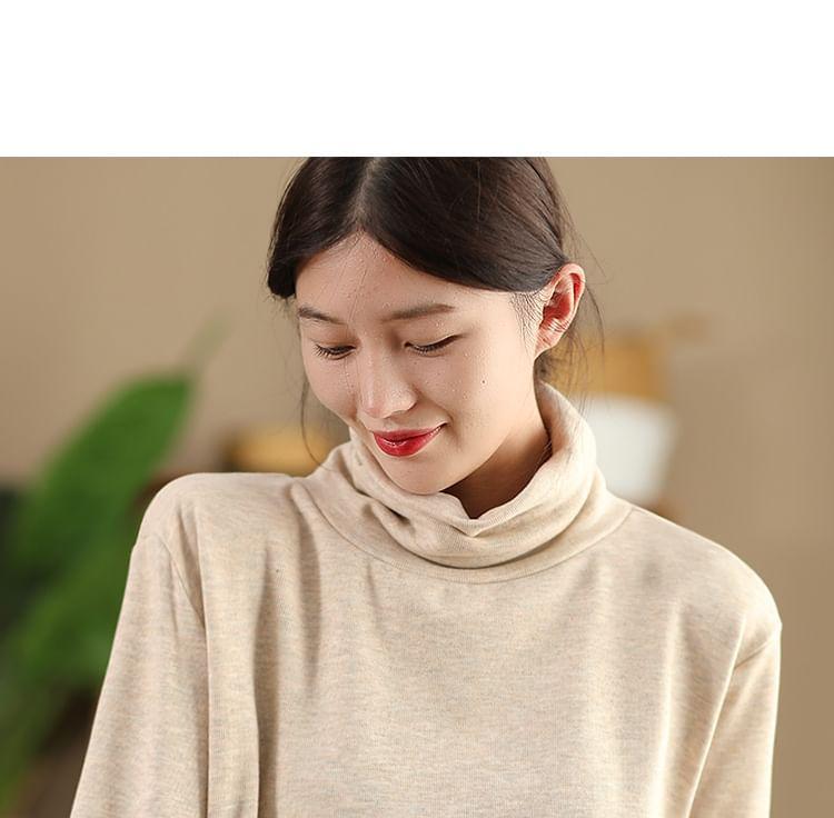Long Sleeve Turtleneck/Mock Neck Loose Fit Sweatshirt Top (Various Designs) Product Image