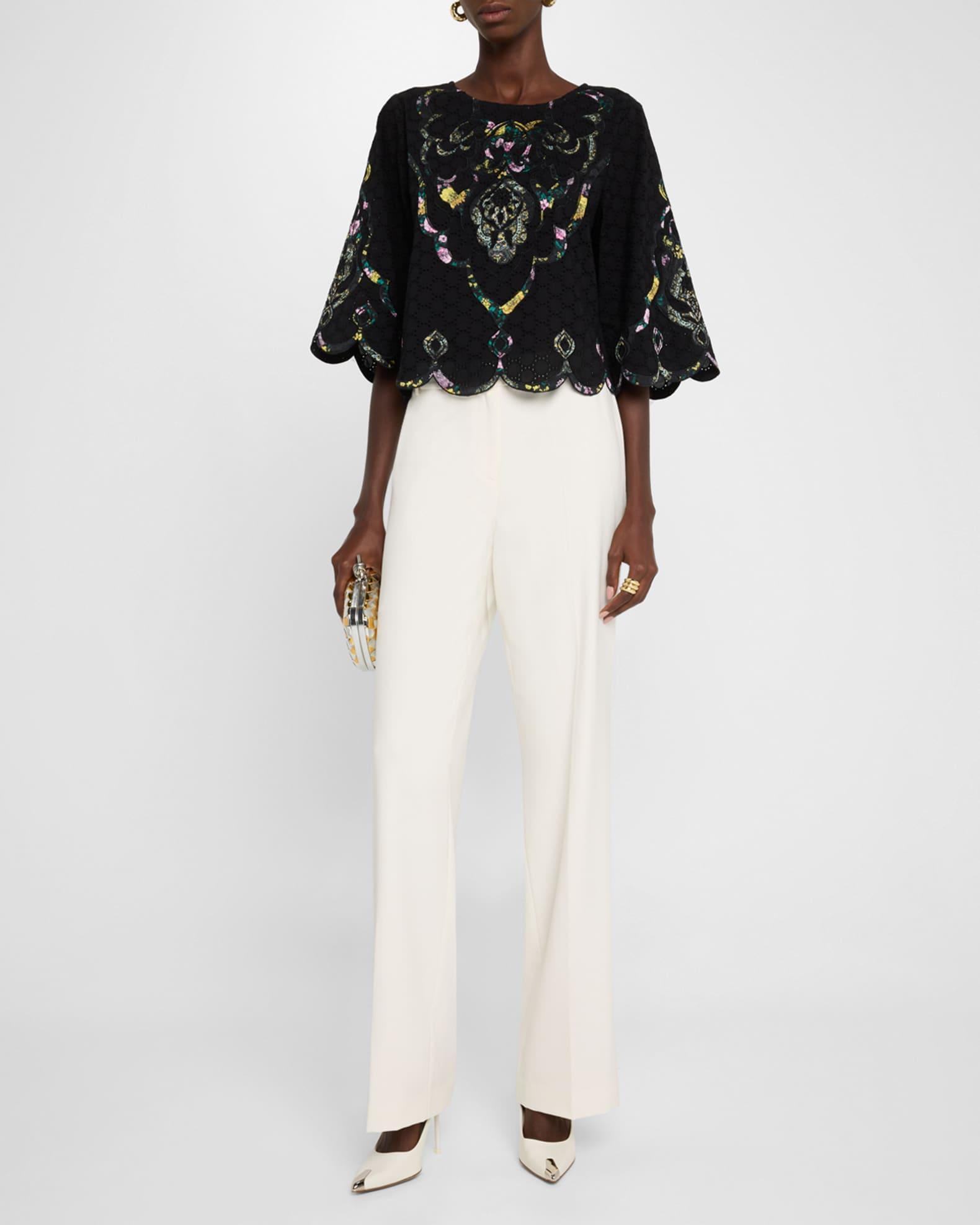 Ramona Scalloped Eyelet Applique Blouse Product Image