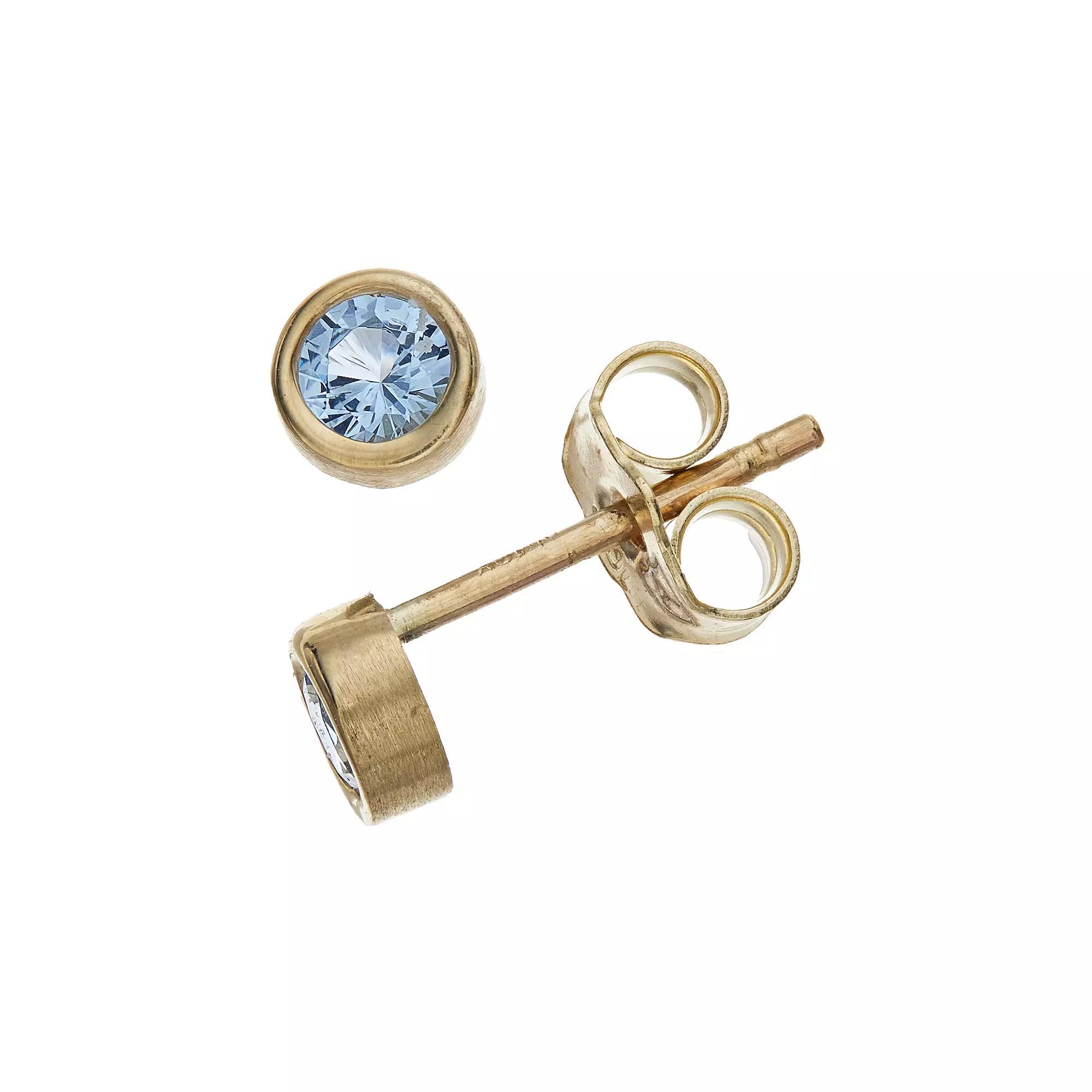 Kristen Kesho 10k Gold Round Birthstone Bezel Stud Earrings, Women's, March Product Image
