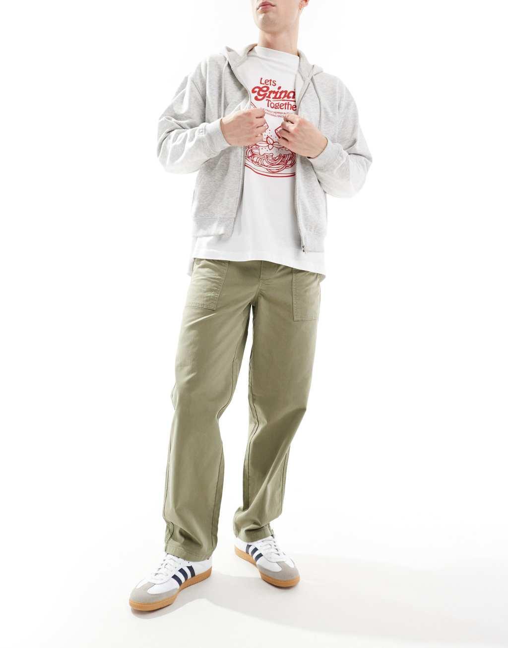ONLY & SONS loose fit worker pants in light khaki Product Image