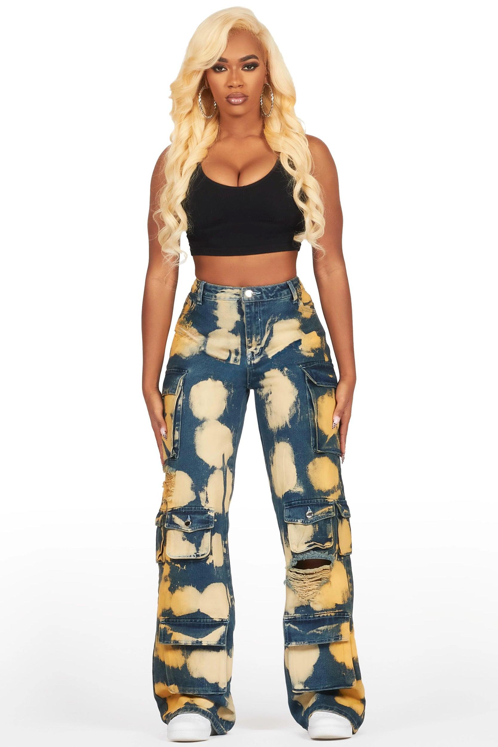 Jahmani Tinted Dirty Wash Wash Stretch Wide Leg Jean Female Product Image