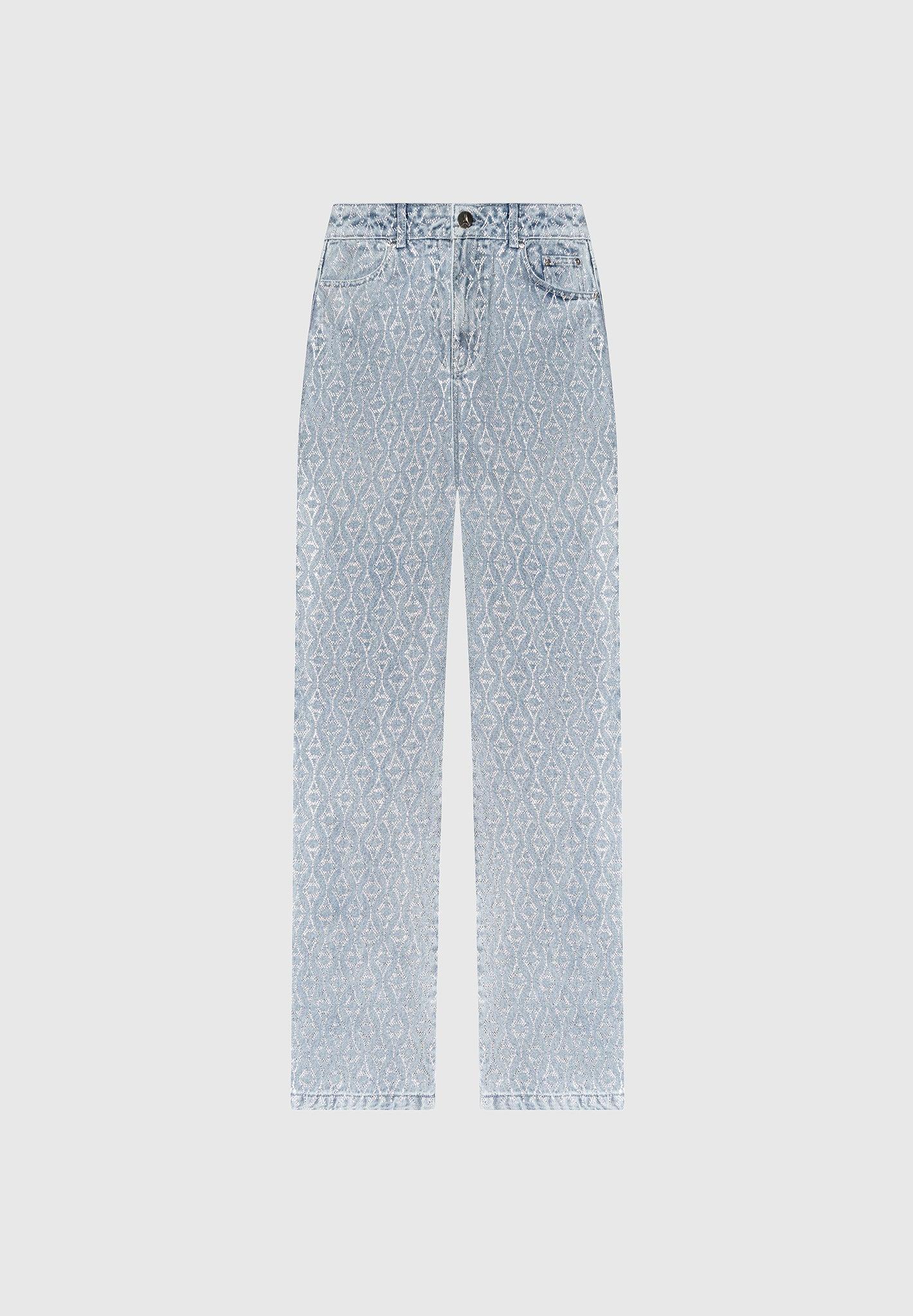 Rhinestone Eiffel Boyfriend Jeans - Mid Blue Female Product Image
