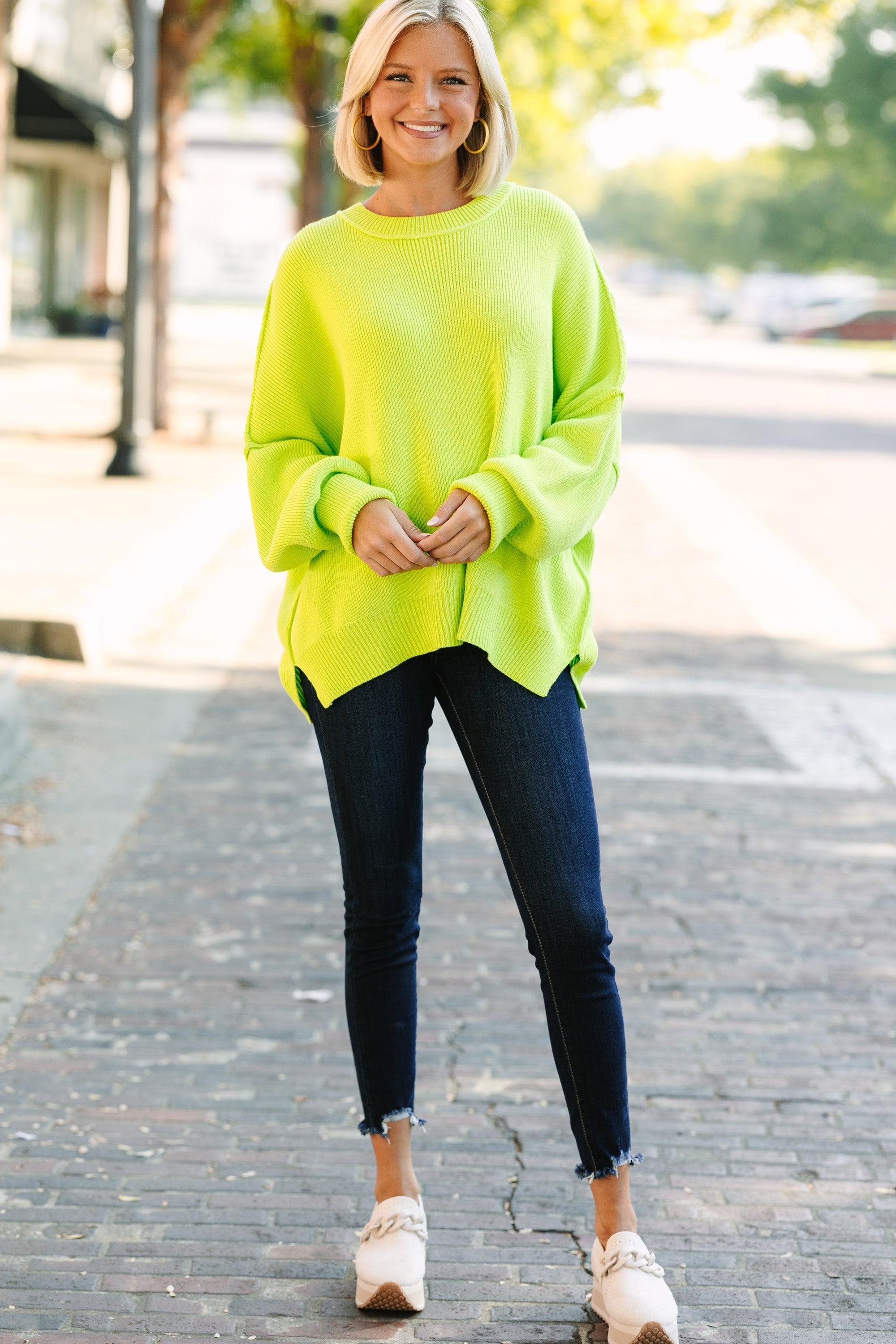 Give You Joy Lime Green Dolman Sweater Female Product Image