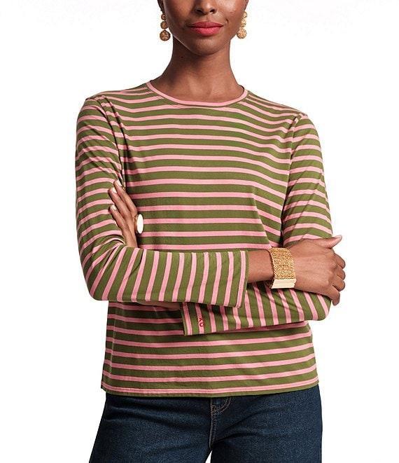 FRANCES VALENTINE Stripe Knit Crew Neck Bracelet Sleeve Tee Product Image