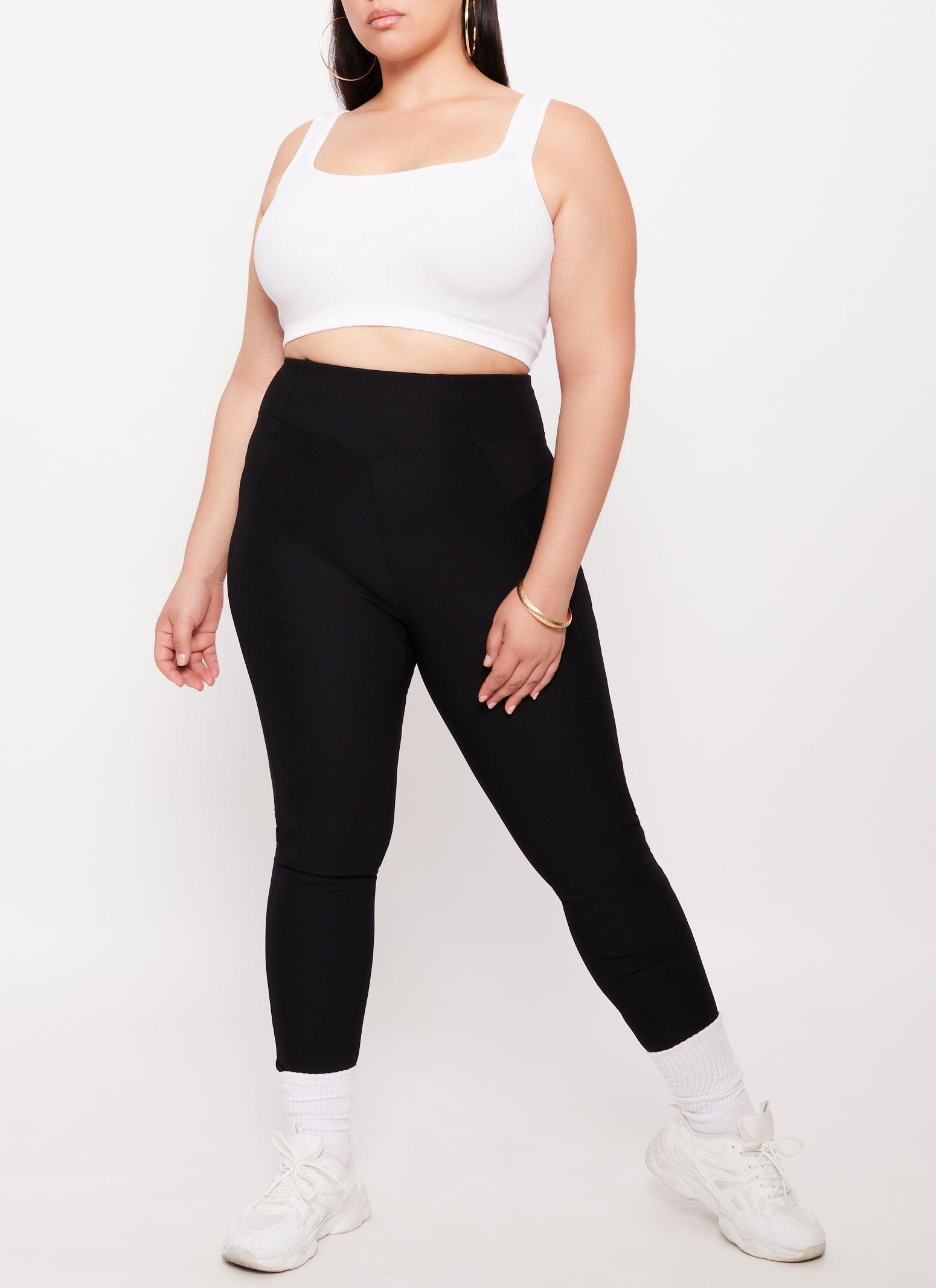 Womens Plus Size Ribbed Knit High Waist Leggings Product Image