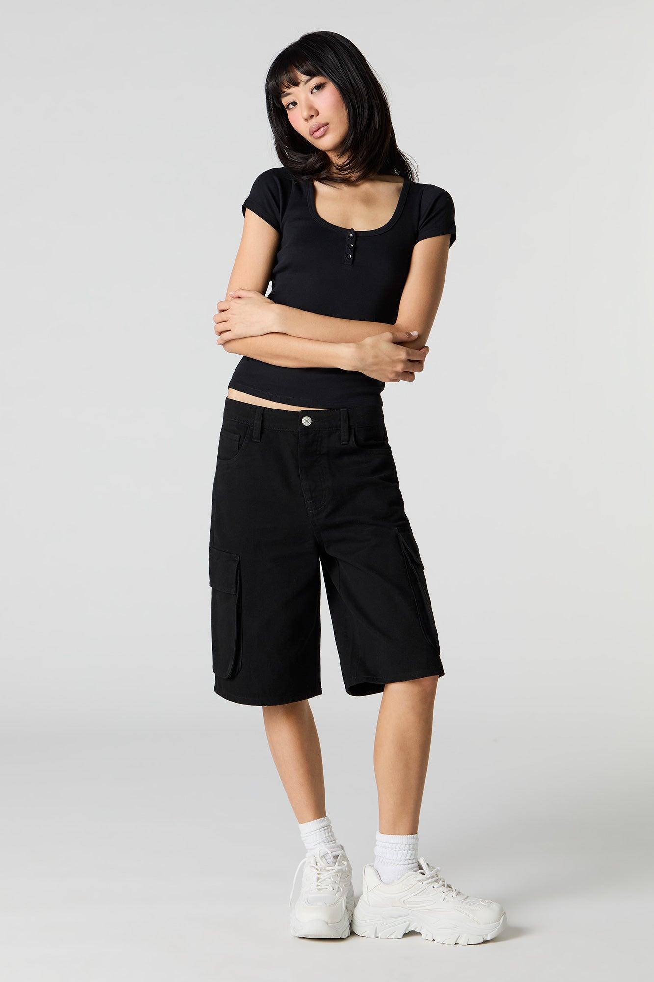 Ribbed Henley T-Shirt Female Product Image