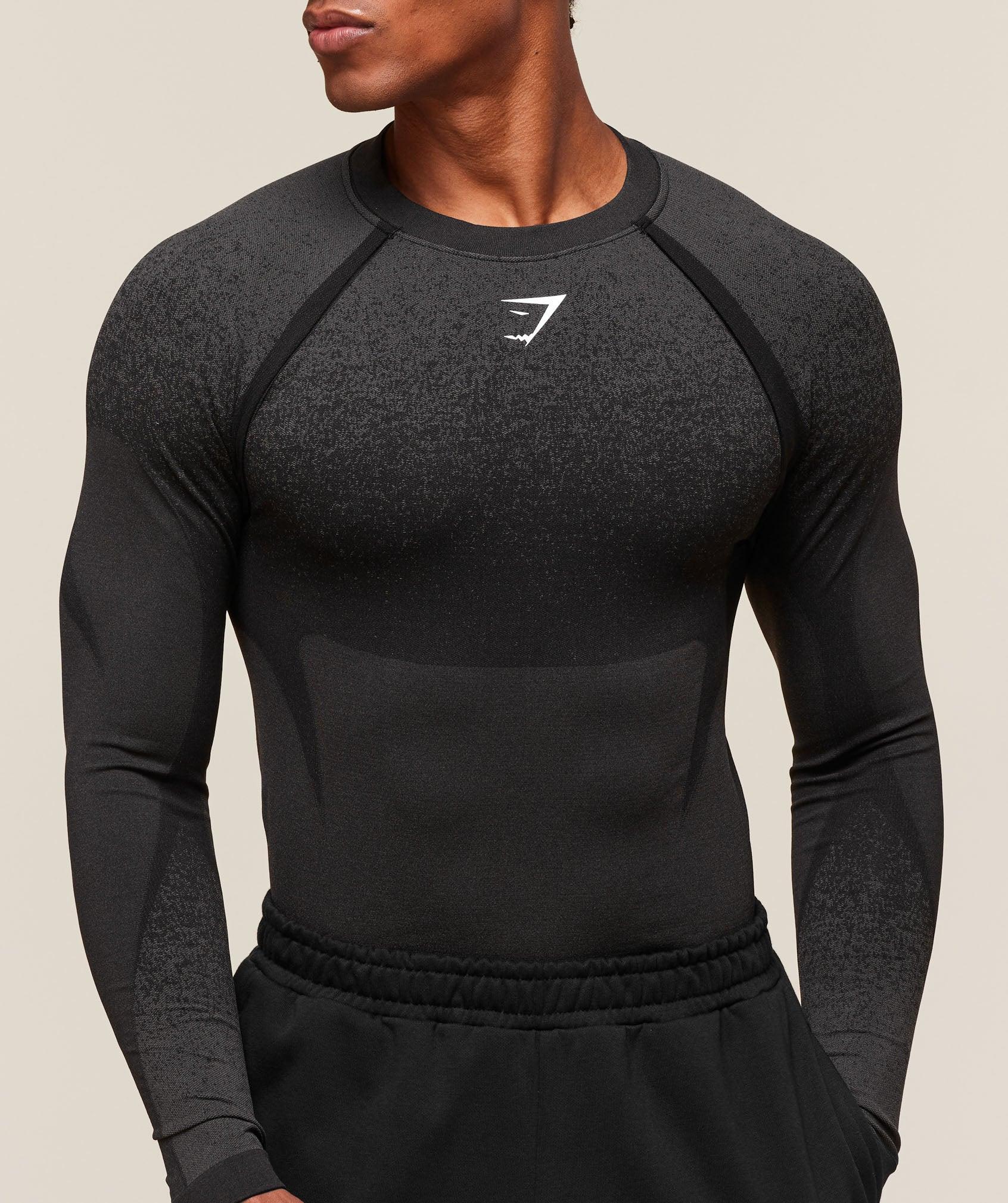 Gymshark Shadow Seamless Long Sleeve T-Shirt - Black Male Product Image