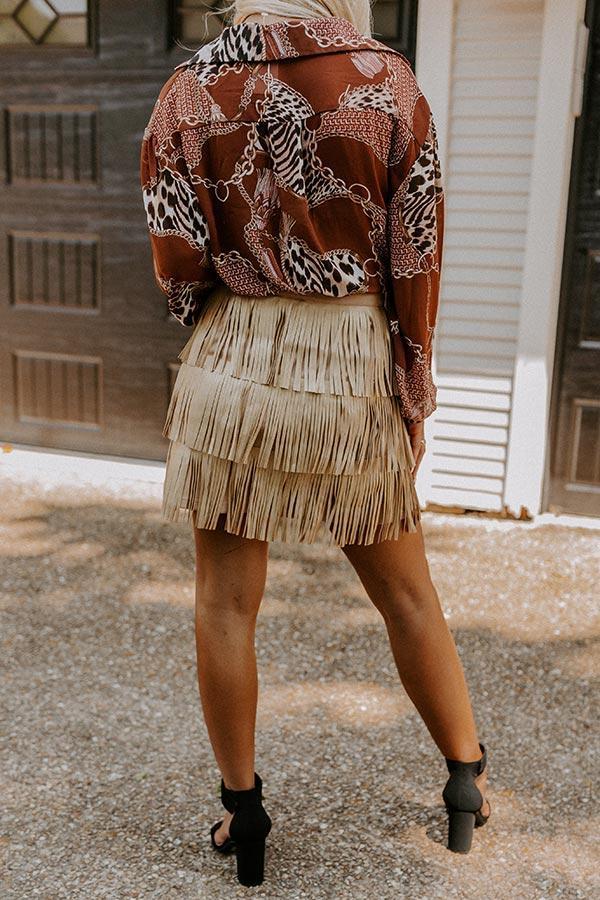 Country Road Faux Leather Skirt In Gold Product Image