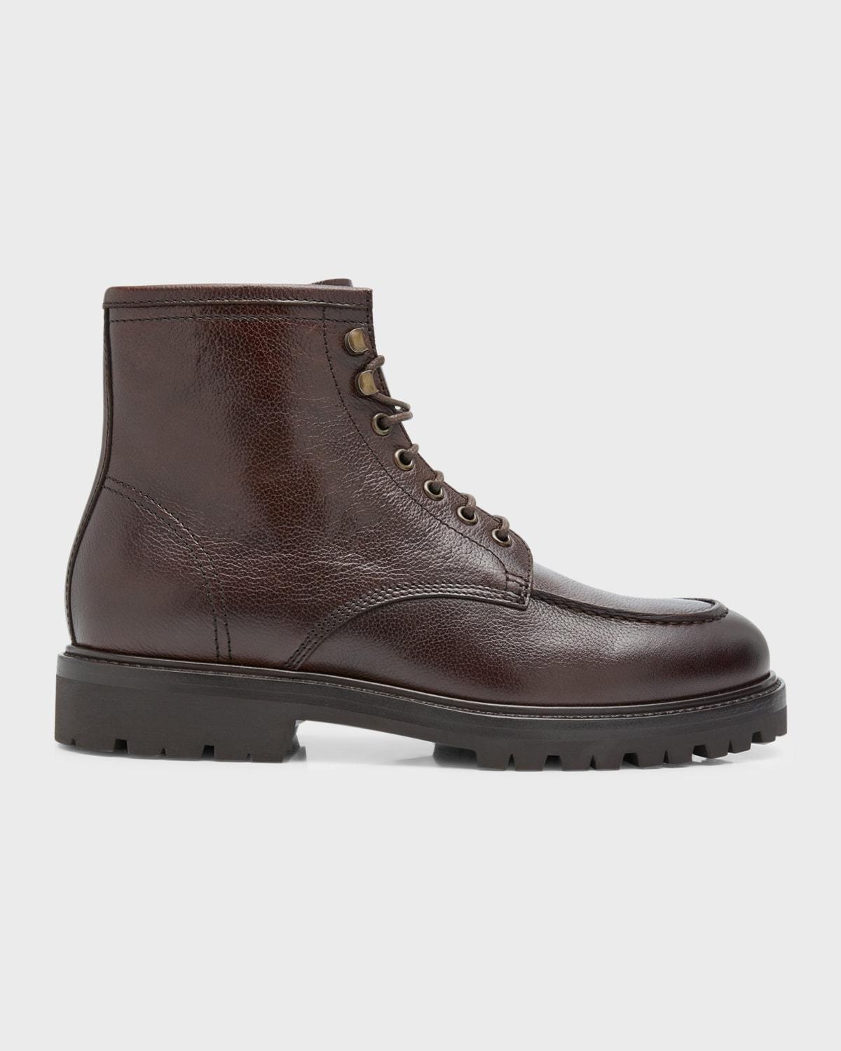 Mens Apron Toe Leather Lace-Up Boots Product Image