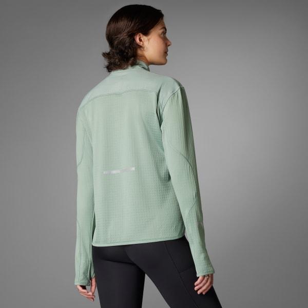 adidas Ultimate Hi Vis Reflective 1/2-Zip Top Silver Green S Womens Product Image