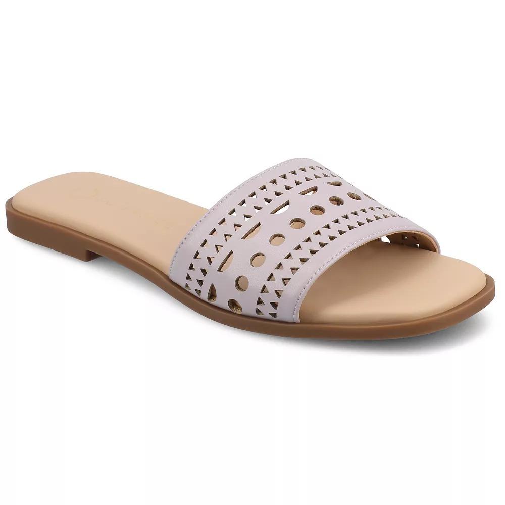 Journee Brodie Womens Geometric Cut Out Band Slide Sandals Purple Product Image