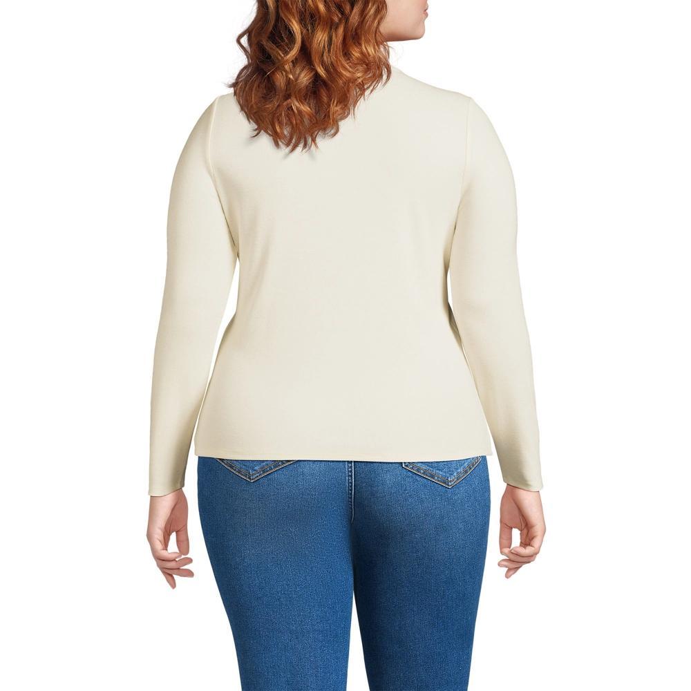Lands' End Women's Plus Size Drapey Rib Skimming Long Sleeve Mock Neck - 3X - Fresh Ivory Product Image