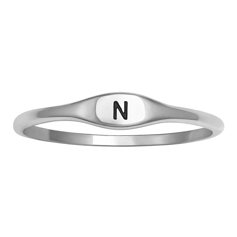 PRIMROSE Polished Oval Oxidized Initial Ring, Women's, Size: 8, Sterling Silver D Product Image