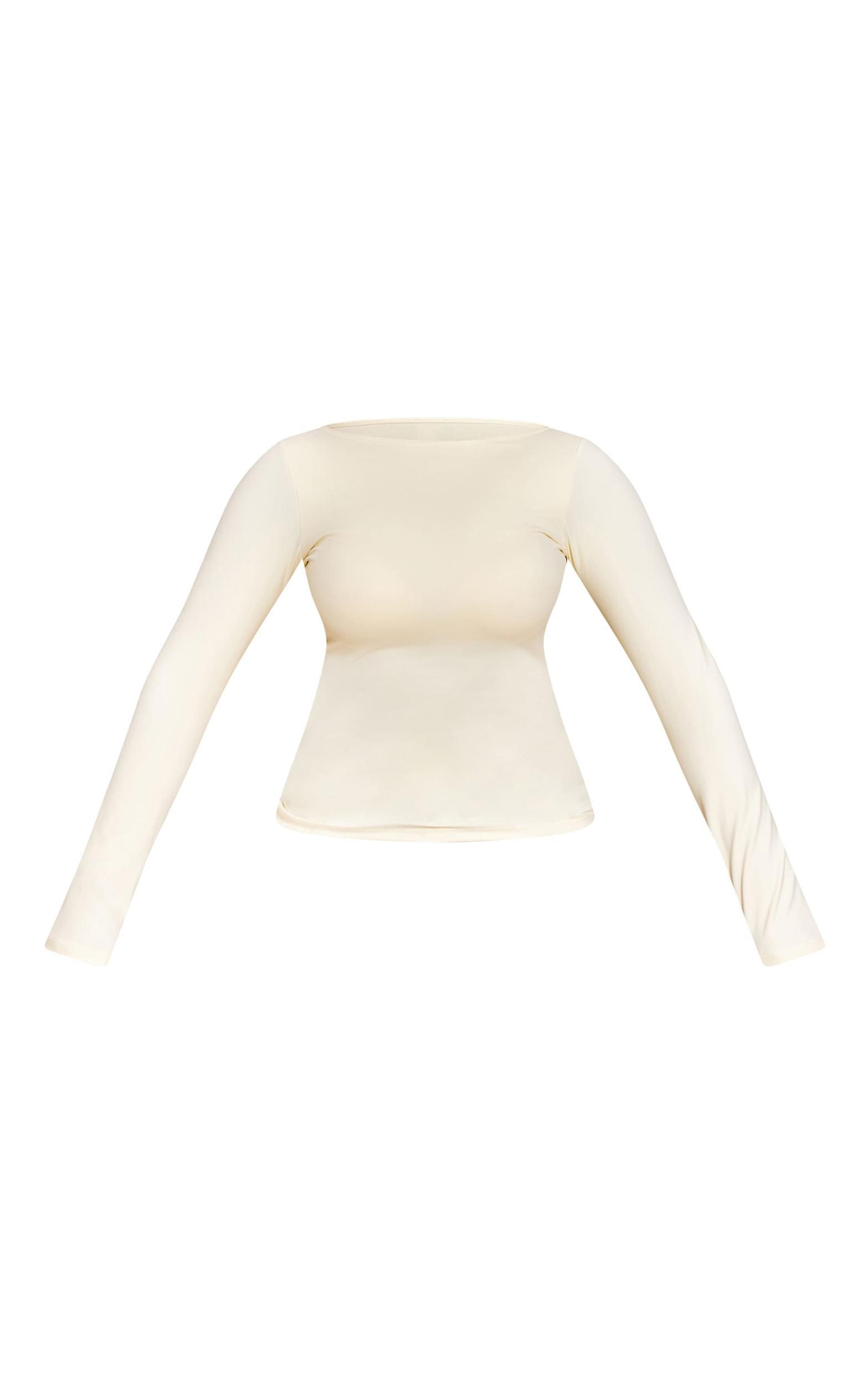 Shape Butter Cream Built In Bra Sculpt Boat Neck Long Sleeve Top Product Image