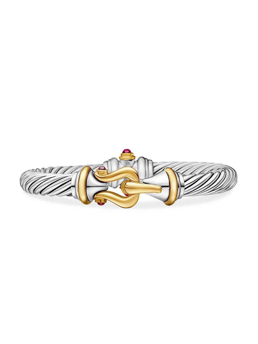 Womens Buckle Classic Cable Bracelet in Sterling Silver Product Image