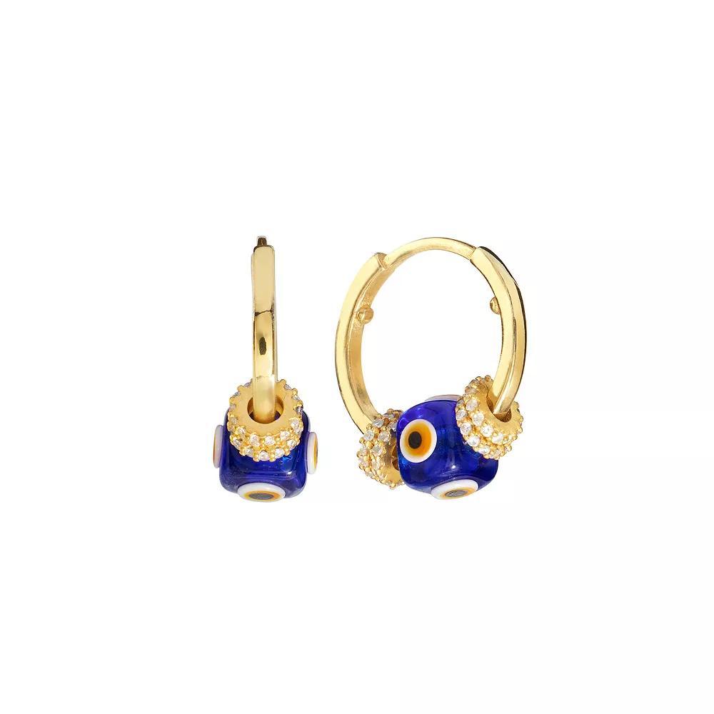 Athra NJ Inc 14k Gold Over Sterling Silver Cubic Zirconia Guardian Eye Hoop Earrings, Women's, Gold Tone Product Image