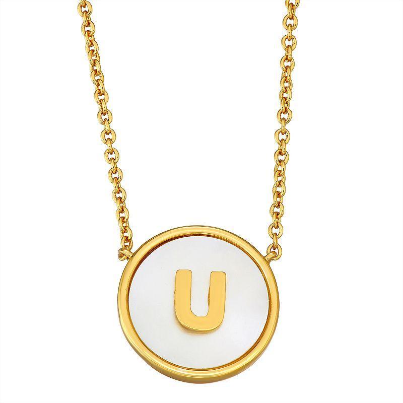 Mother of Pearl Initial Pendant Necklace, Women's, Size: 18" Product Image